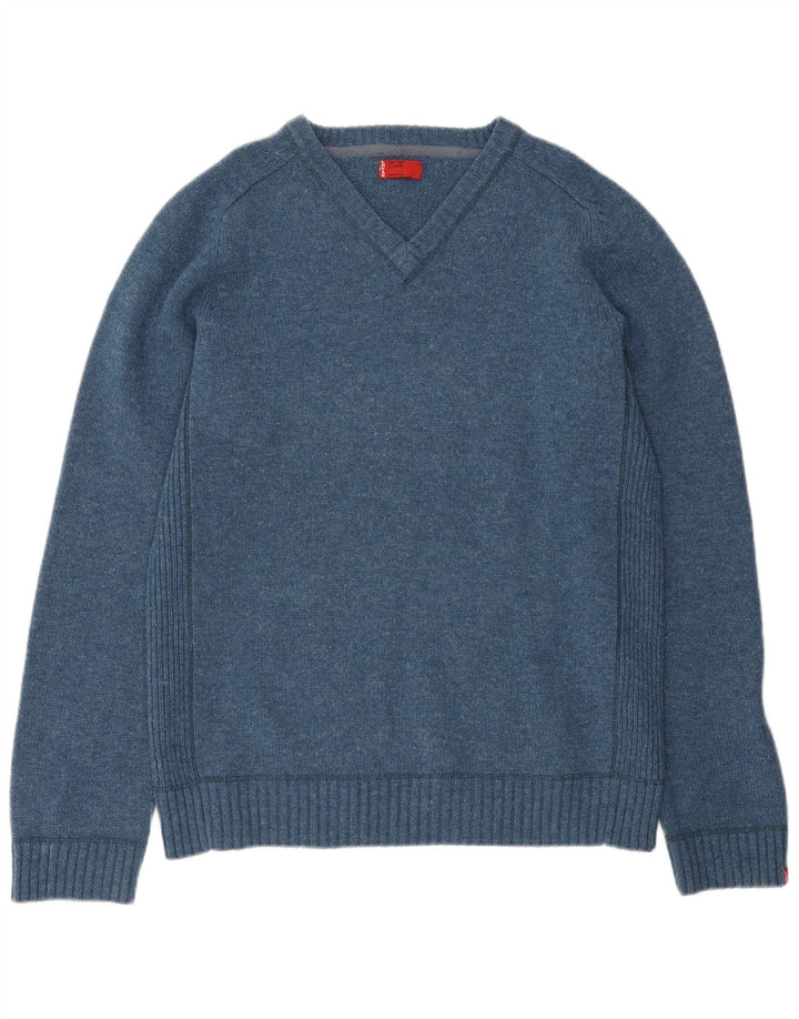 LEVI'S Herre V-hals sweater XL Blå Uld