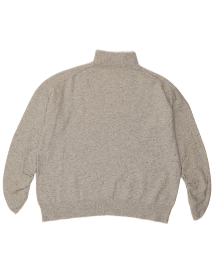 MINT FLØJEL Dame Turtle Neck Jumper Sweater UK 14 Medium Grey Flecked