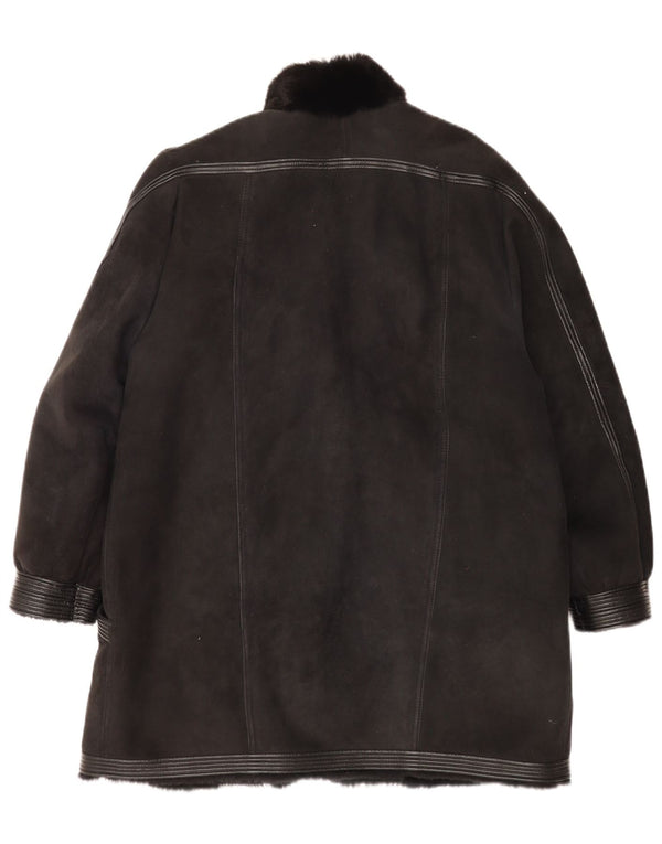 Vintage Dame Shearling Coat UK 16 Large Black