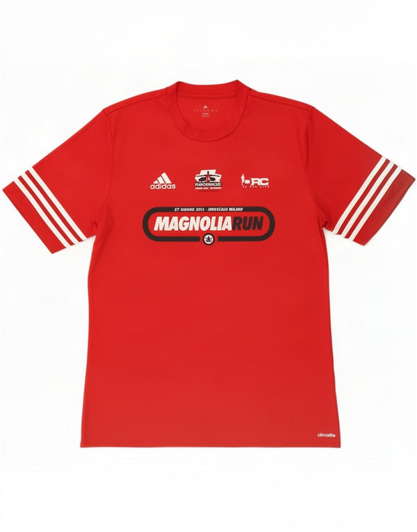 Adidas Herre Climalite Grafisk T-Shirt Top Large Rød Polyester