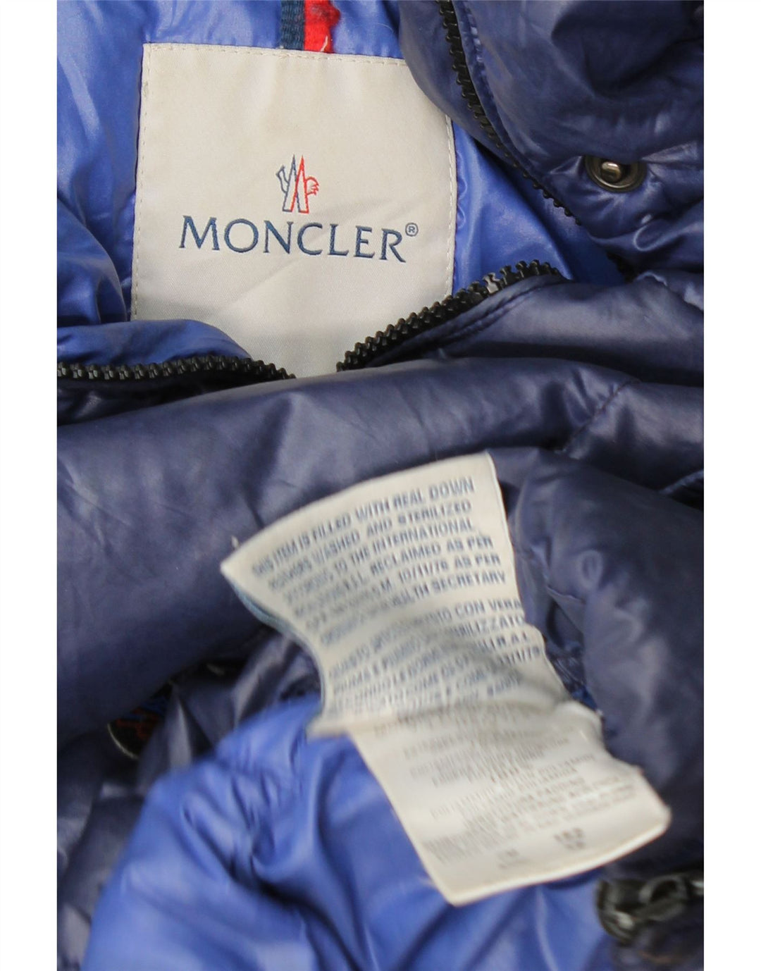 Moncler Girls Crop Hætte polstret jakke 11-12 år blå polyamid