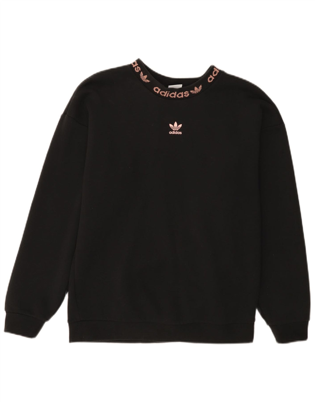 Adidas Dame Grafisk Oversized Sweatshirt Jumper UK 4 Small Black Bomuld