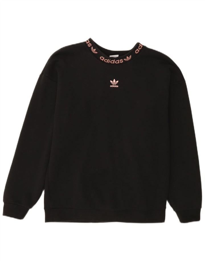 Adidas Dame Grafisk Oversized Sweatshirt Jumper UK 4 Small Black Bomuld