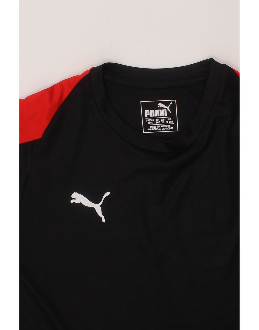 PUMA Boys T-Shirt Top 9-10 Years Black Colourblock Polyester Vintage Puma and Second-Hand Puma from Messina Hembry 