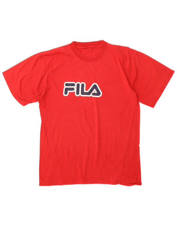 FILA Herre Grafisk T-Shirt Top Medium Rød Bomuld