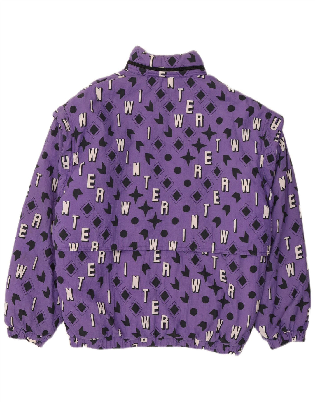 Vintage Bomber Jacket UK 40 Stor Lilla Geometrisk