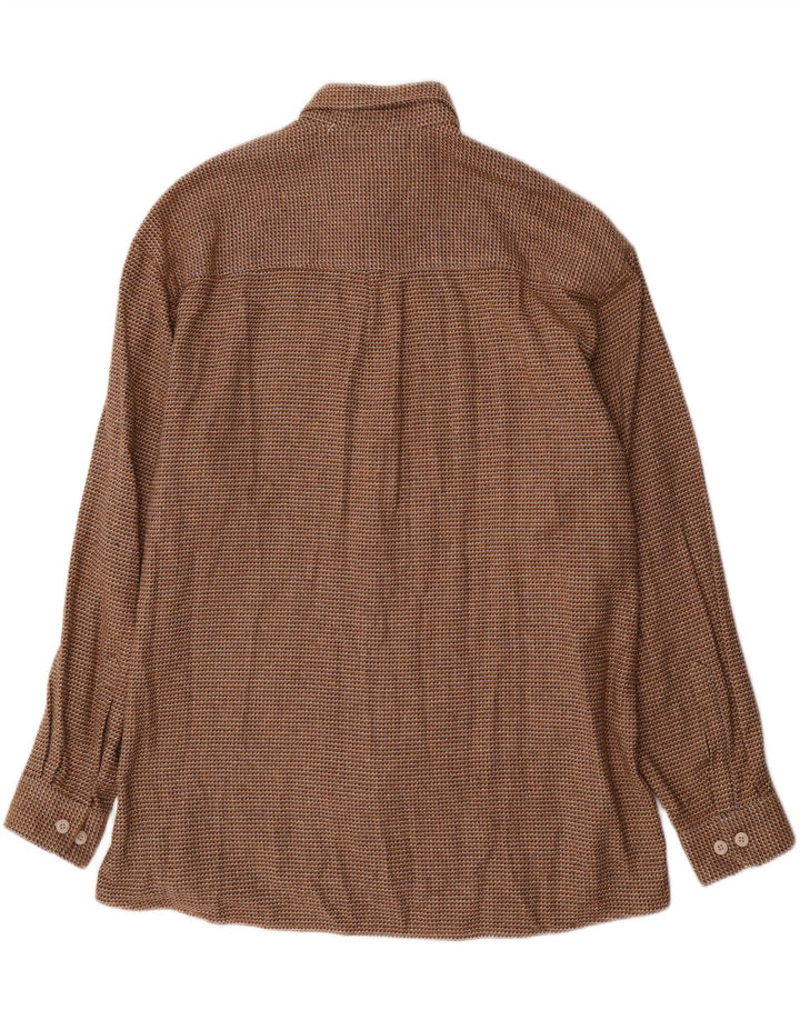 Vintage herreskjorte str. 43 XL Brun Houndstooth Bomuld