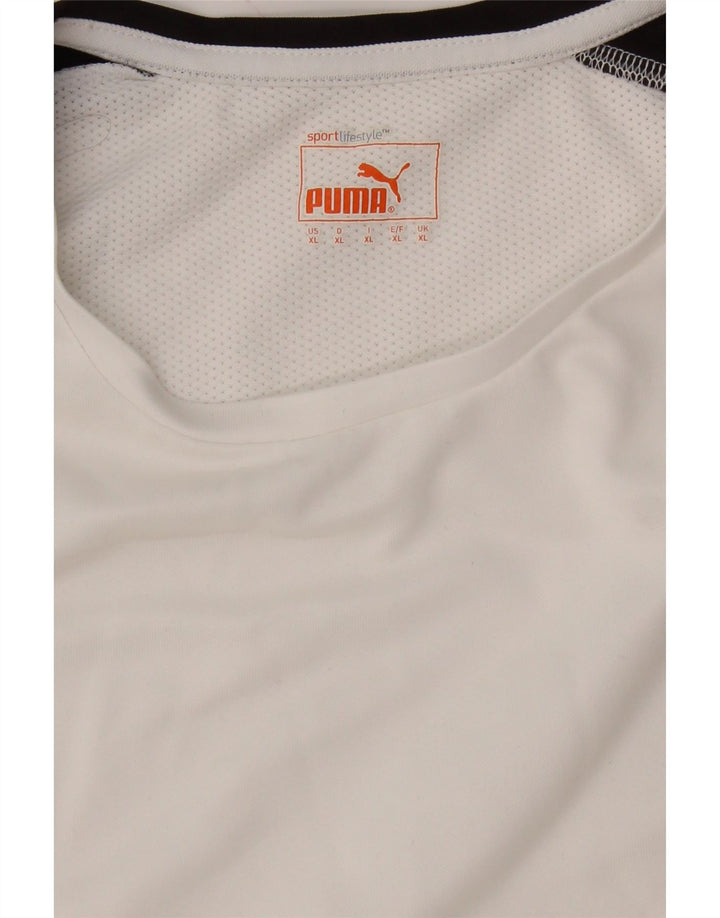 PUMA Mens T-Shirt Top XL White Colourblock Vintage Puma and Second-Hand Puma from Messina Hembry 