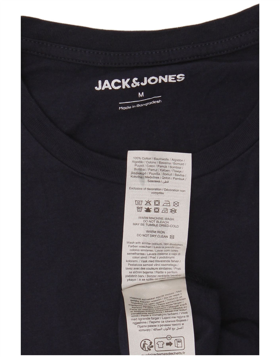 Jack & Jones Herre grafisk T-shirt Top Medium Marineblå Bomuld