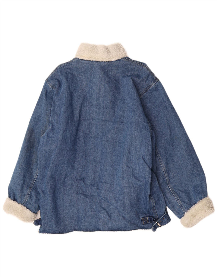 Vintage Herre Sherpa Denim Jakke UK 38 Medium Blue Cotton