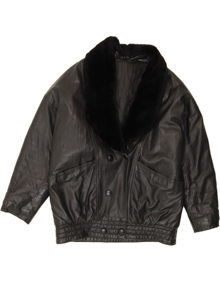 VINTAGE Womens Leather Jacket UK 18 XL Black Leather Vintage Vintage and Second-Hand Vintage from Messina Hembry 