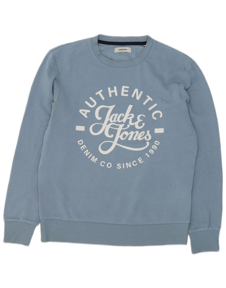 Jack & Jones grafisk sweatshirt til mænd mellemblå bomuld