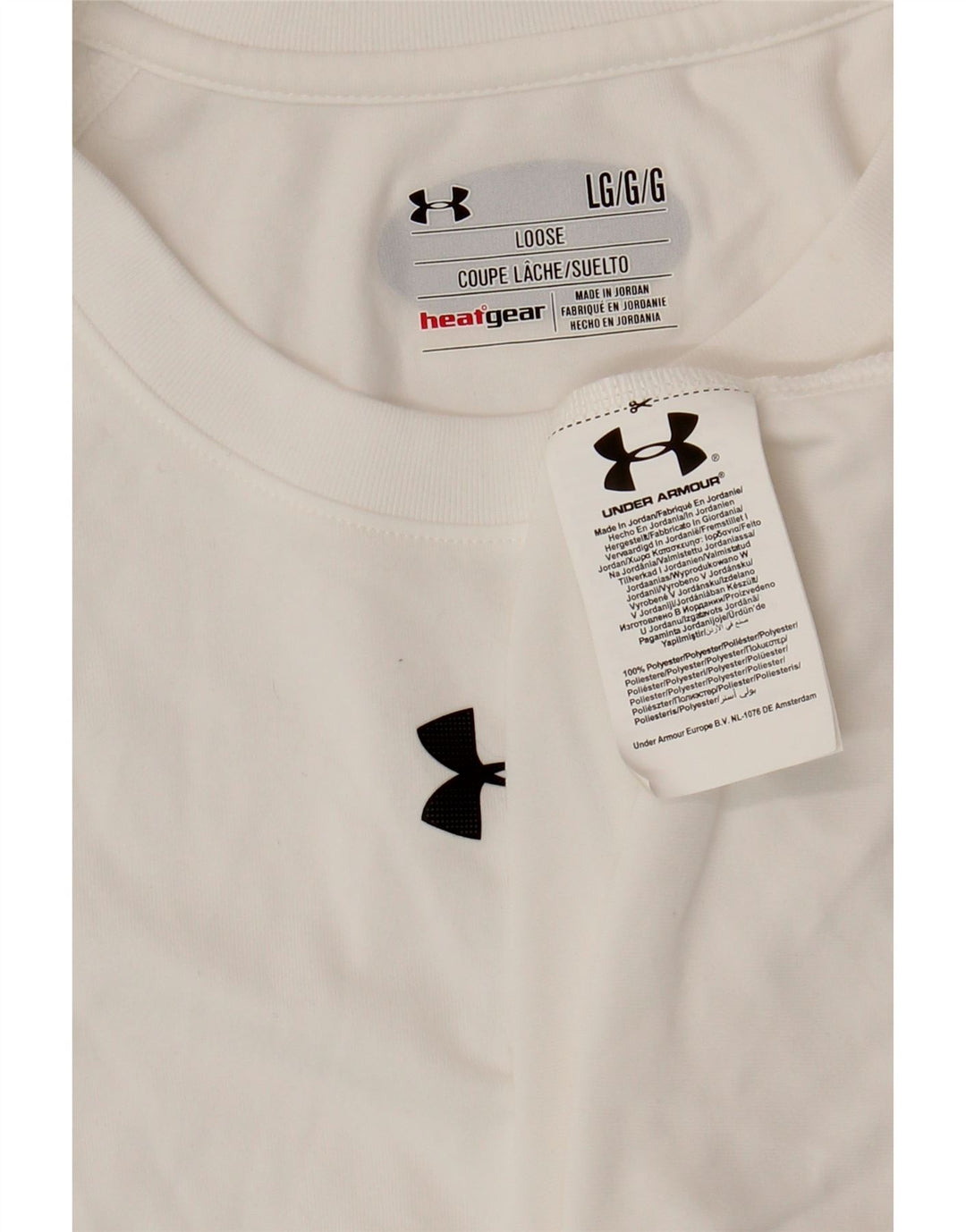 UNDER ARMOUR Herre Heat Gear T-Shirt Top Stor Hvid Polyester
