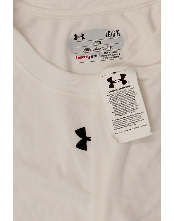 UNDER ARMOUR Herre Heat Gear T-Shirt Top Stor Hvid Polyester