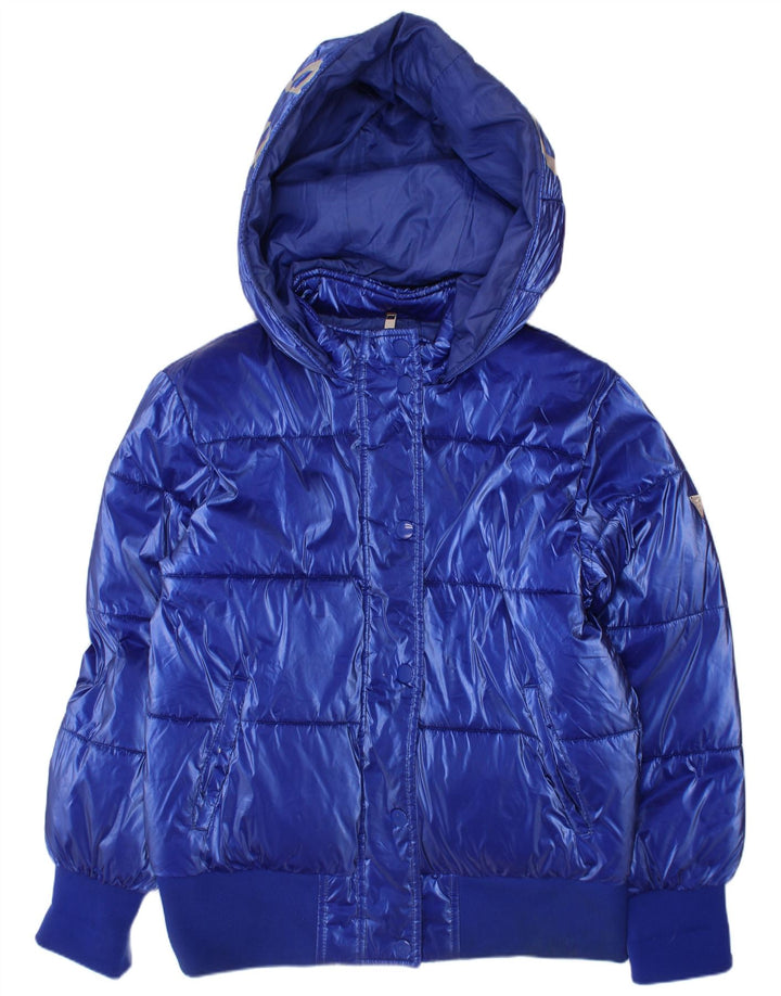 Guess piger grafisk polstret hættejakke 9-10 år blå polyester