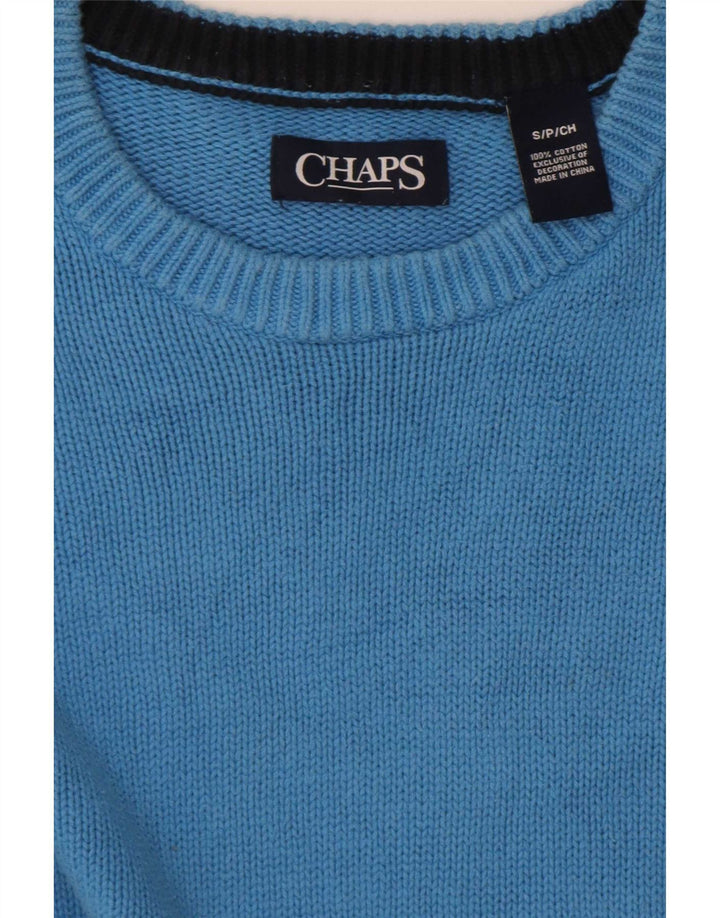 Chaps Herre Boat Neck Jumper Sweater Lille Blå Bomuld