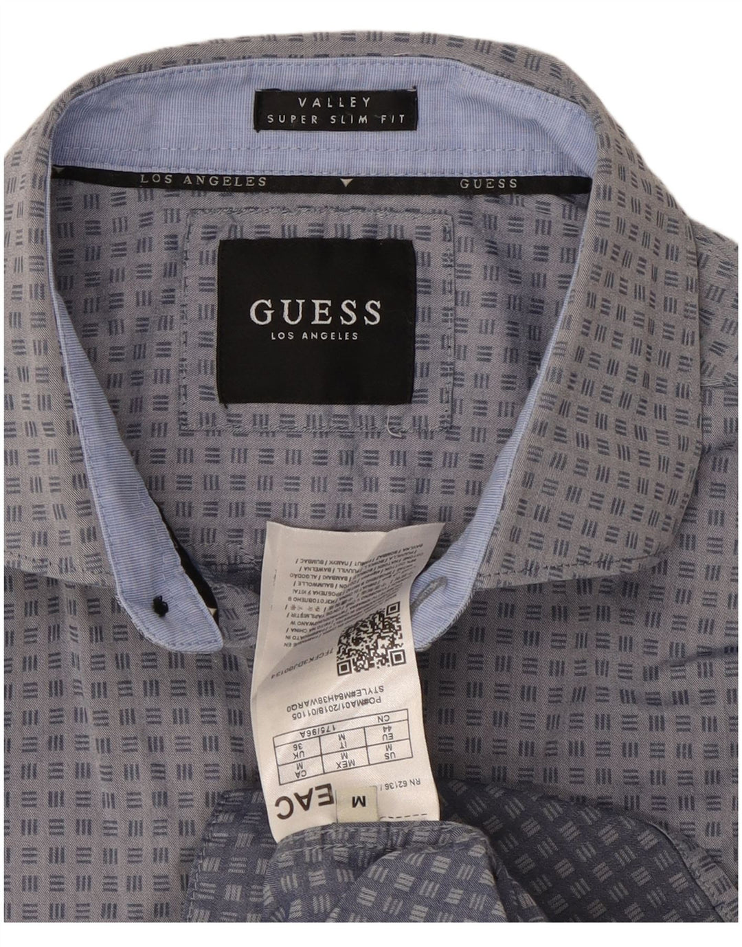 Guess Herre Valley Super Slim Fit skjorte mellemgrå geometrisk bomuld