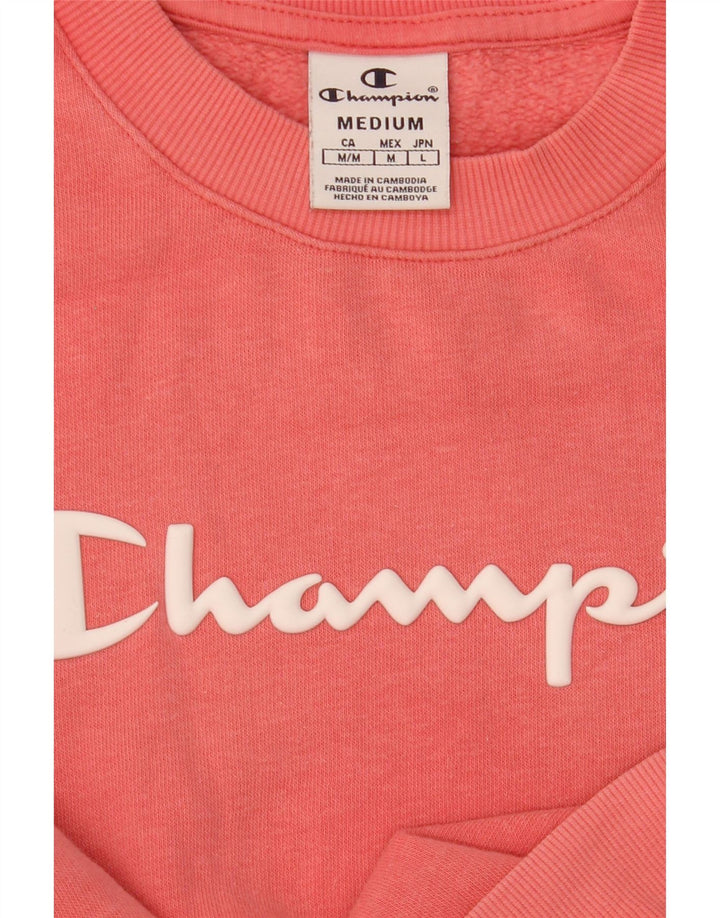 Champion Dame Grafisk Sweatshirt Jumper UK 14 Medium Pink