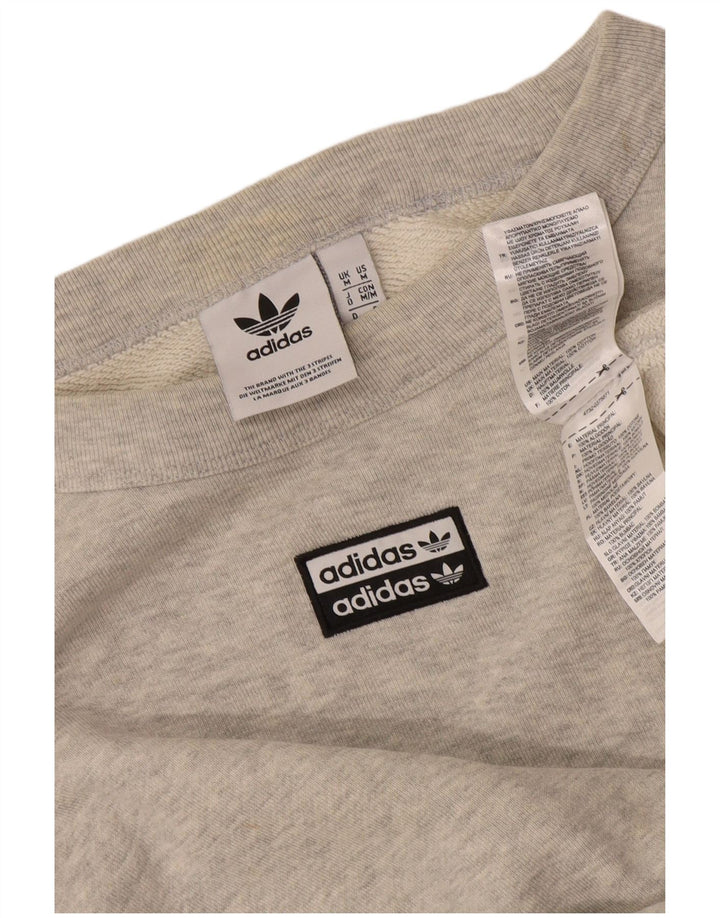 Adidas Herre Loose Fit Sweatshirt Jumper Medium Grey Flecked Bomuld