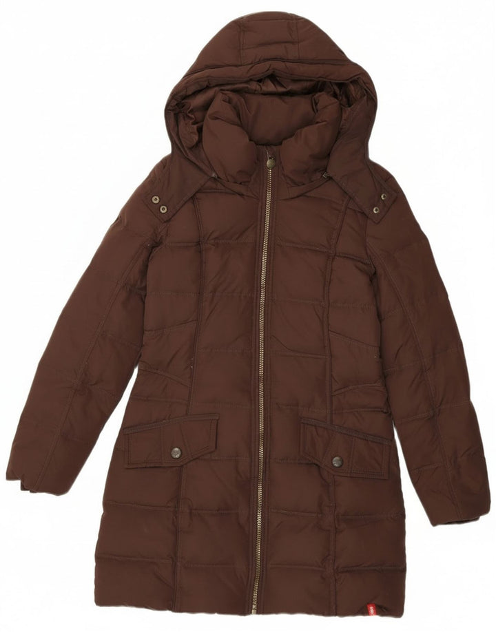 EDC polstret frakke med hætte til kvinder UK 14 medium brun polyester