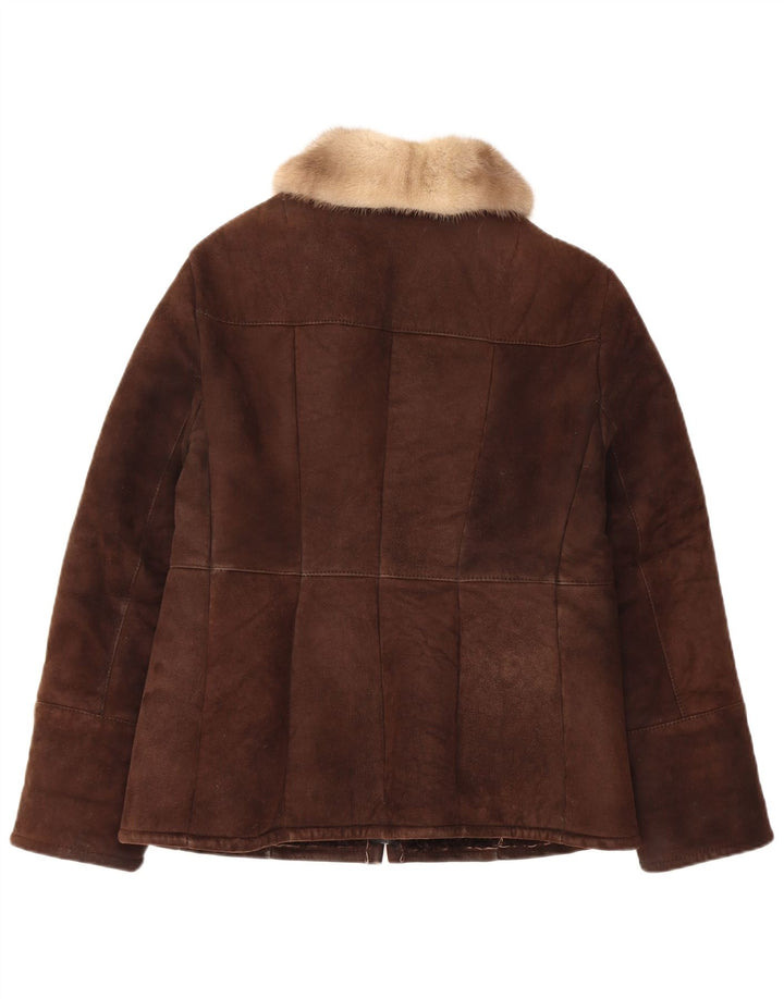 Vintage Dame Shearling Jacket UK 14 Medium Brown