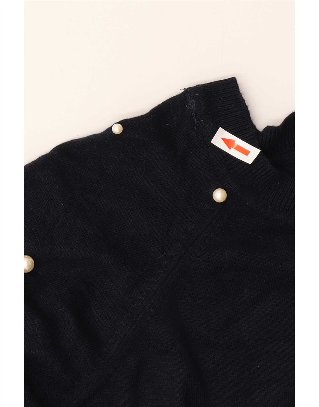 Zara Dame Boat Neck Jumper Sweater UK 14 Medium Navy Blue Spotted