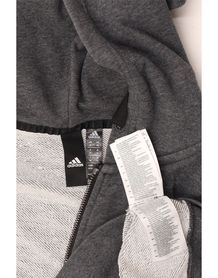 Adidas Herre grafisk hættetrøje med lynlås mellemgrå bomuld