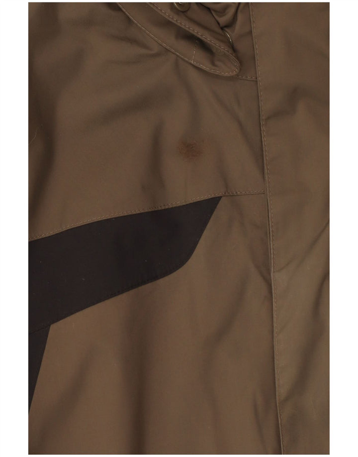 Jack Wolfskin Regnjakke med hætte til mænd UK 36/38 Medium Khaki Colourblock