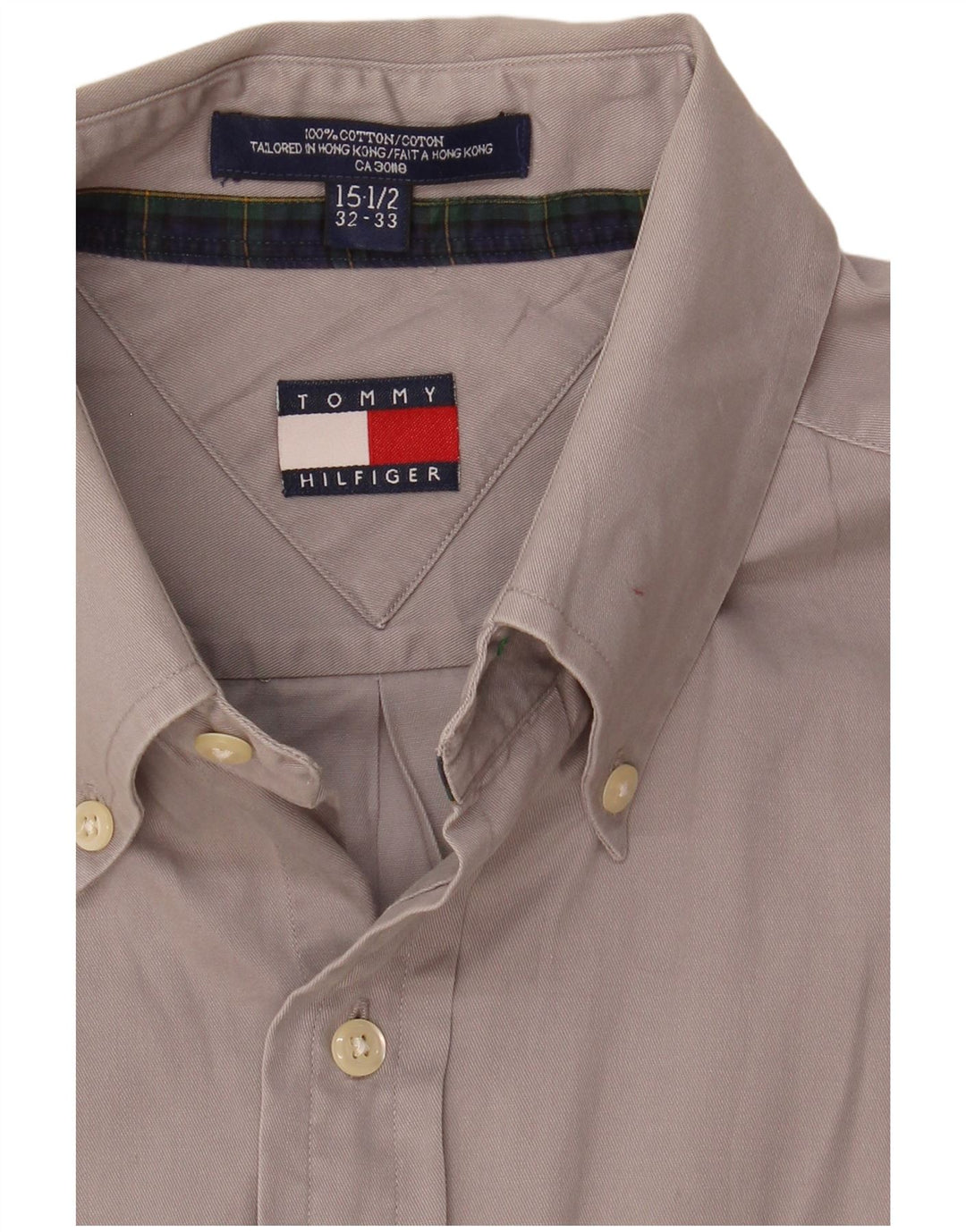 Tommy Hilfiger Herreskjorte Størrelse 15 1/2 Medium Grå Bomuld