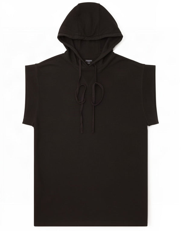 Zara Womens Short Sleeve Oversized Hoodie Dress UK 10 Small Black Cotton