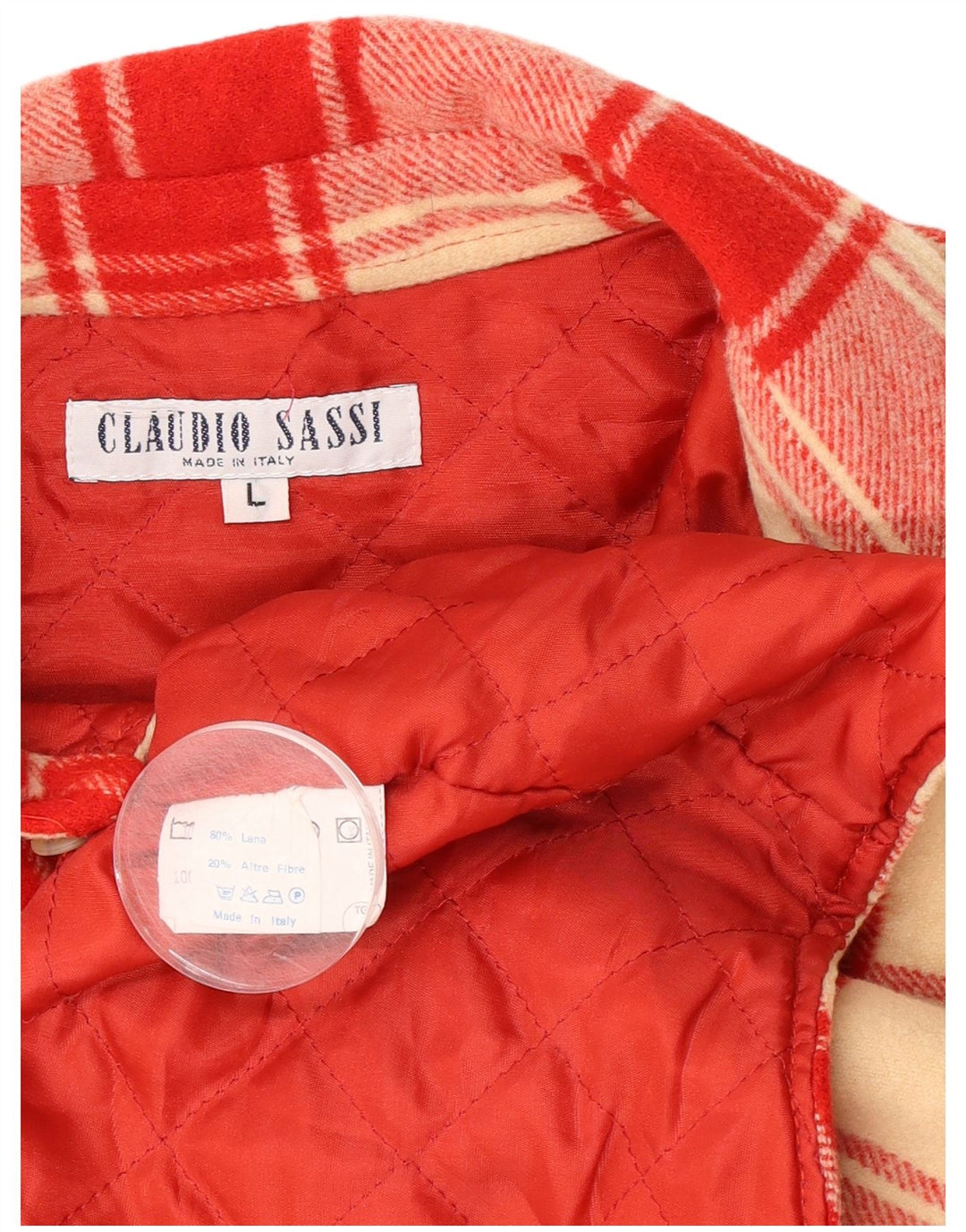Vintage herre ærmeløs skovhugger flannel skjorte stor rød ternet uld