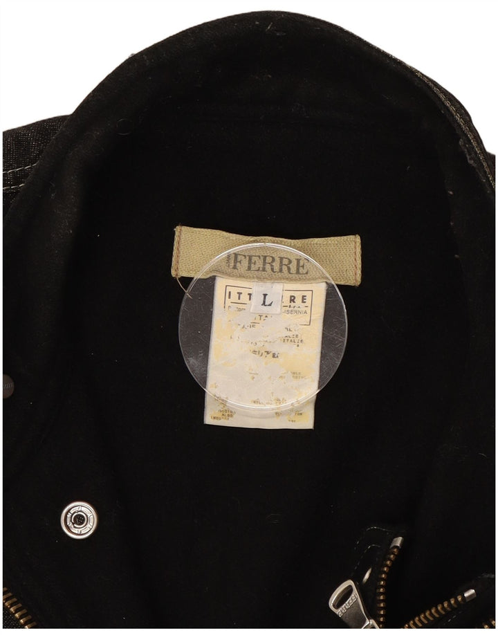 FERRE Mens Denim Jacket UK 40 Large Black