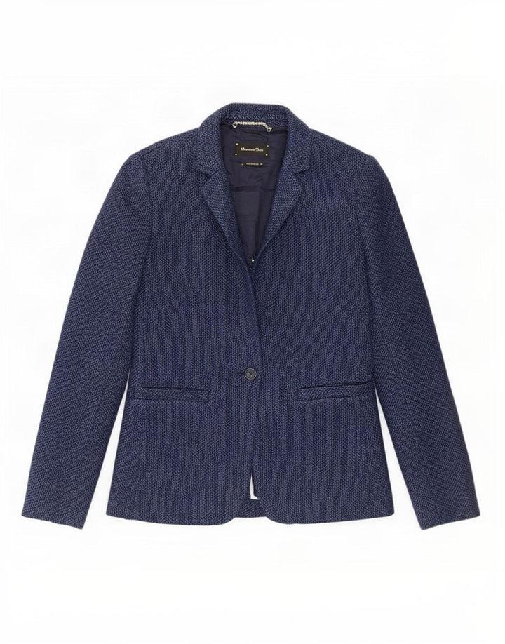 Massimo Dutti Dame 1 Knap Blazer Jakke EU 36 XS Marineblå Bomuld