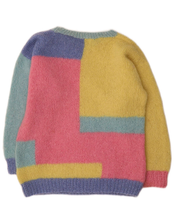 Vintage Dame Boat Neck Jumper Sweater UK 16 Stor Flerfarvet