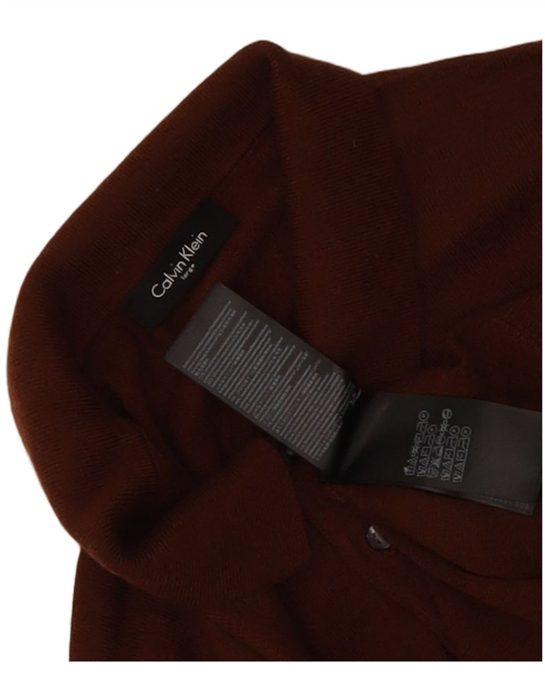 Calvin Klein Herre Polo Neck Jumper Sweater Stor Brun Uld