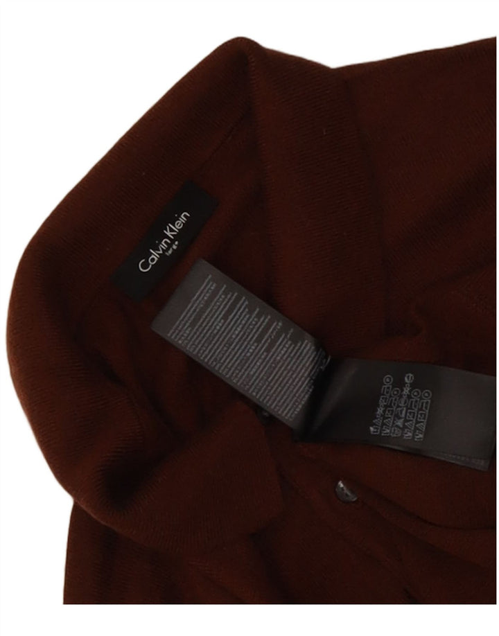 Calvin Klein Herre Polo Neck Jumper Sweater Stor Brun Uld