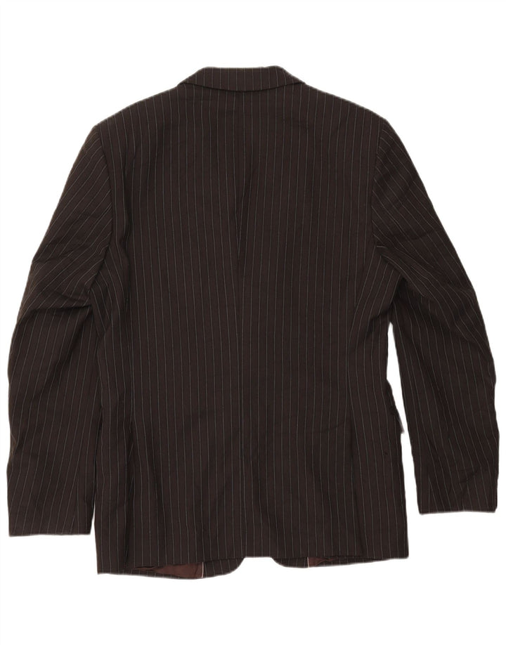 Zara Herre 2-knaps blazerjakke EU 50 Medium Brown Pinstripe Rayon
