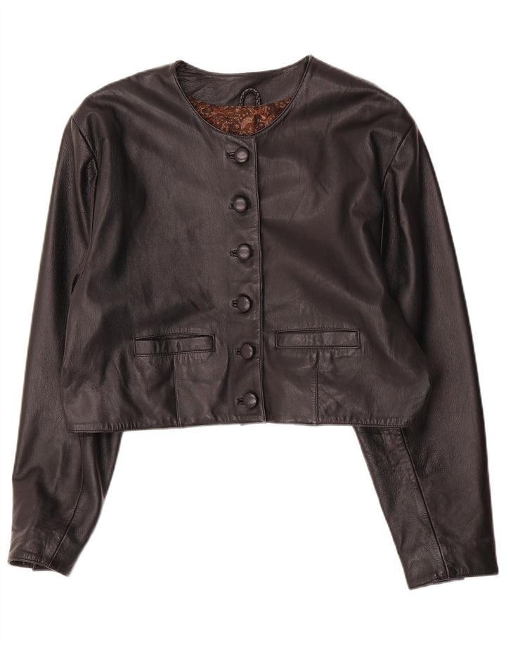 Vintage dame læder Bolero jakke EU 44 XL sort læder