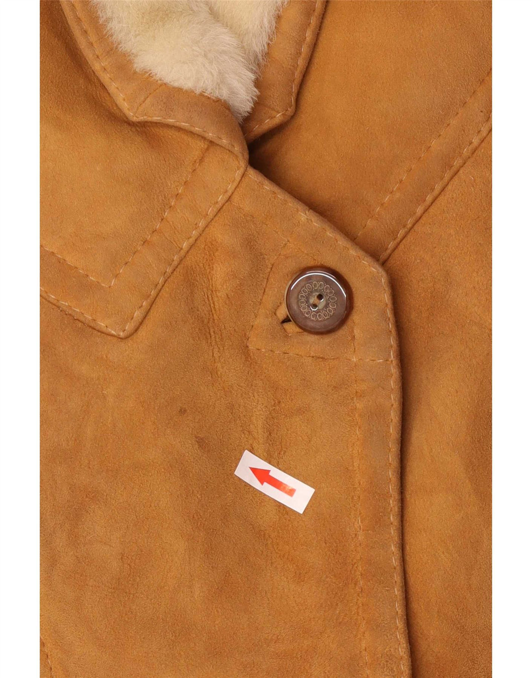 Vintage Dame Oversized Shearling Jacket IT 42 Medium Brown Colourblock