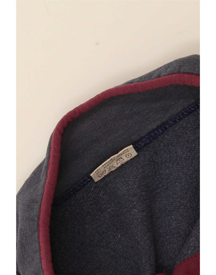 Roby Herre Button Neck Sweatshirt Jumper Medium Navy Blue Colourblock Bomuld