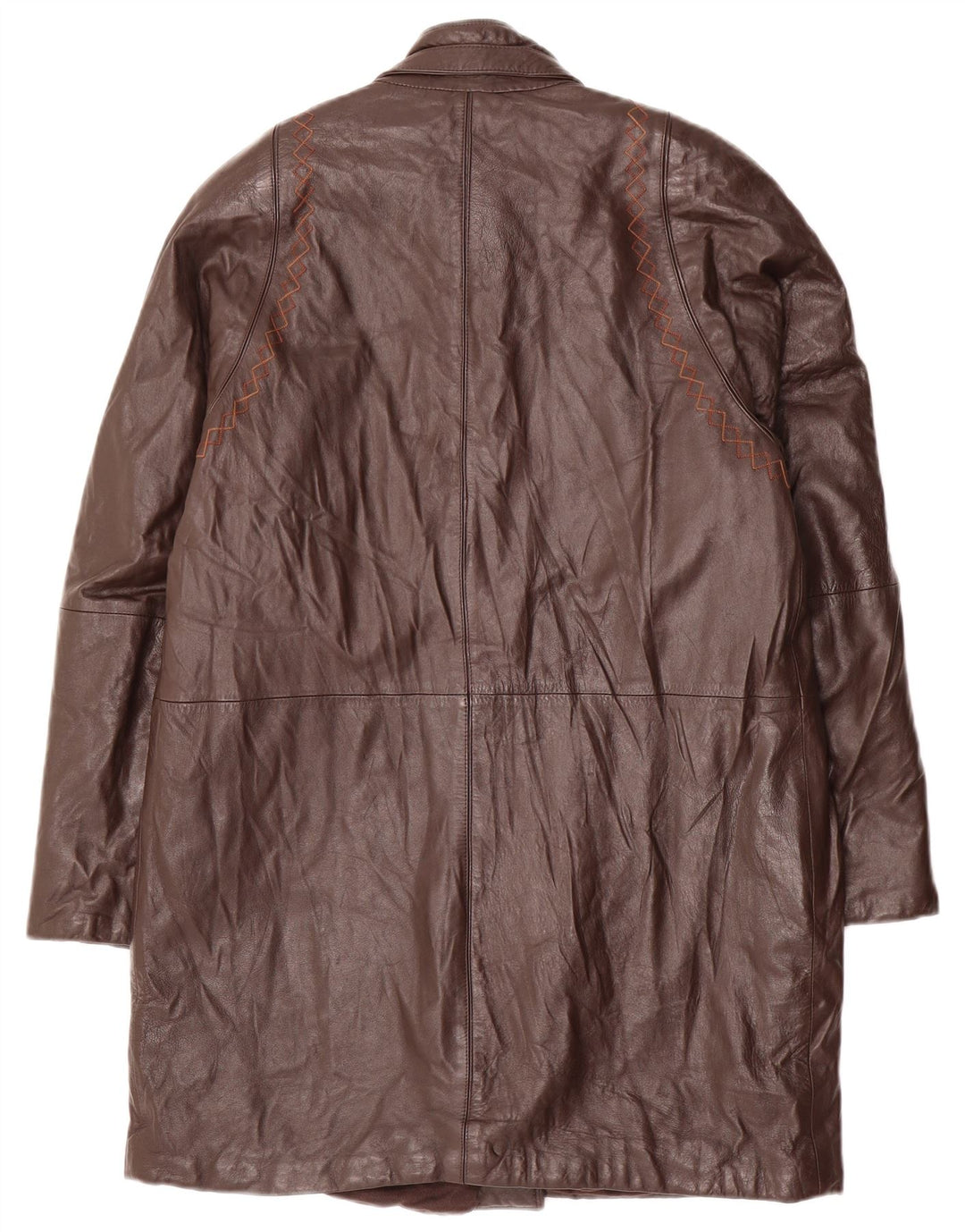 VINTAGE Læderfrakke til kvinder UK 14 Medium Brun