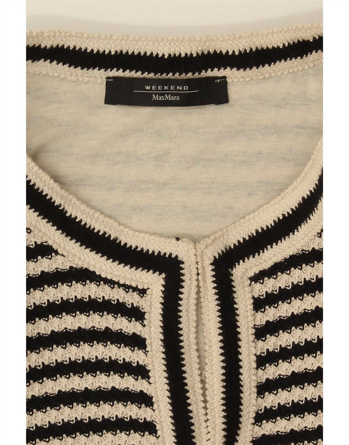 Max Mara Dame Cardigan Sweater UK 14 Medium Sort Stribet