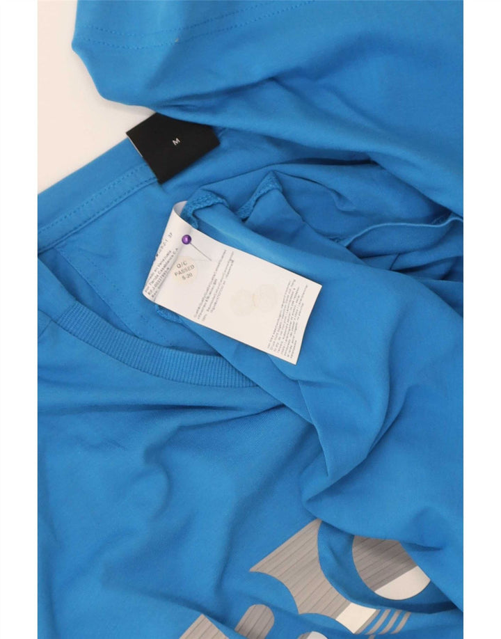 Hugo Boss Herre grafisk T-shirt Top Medium Blå Bomuld