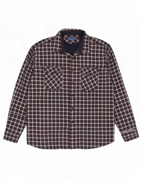 Vintage flannelskjorte til mænd 3XL marineblå ternet