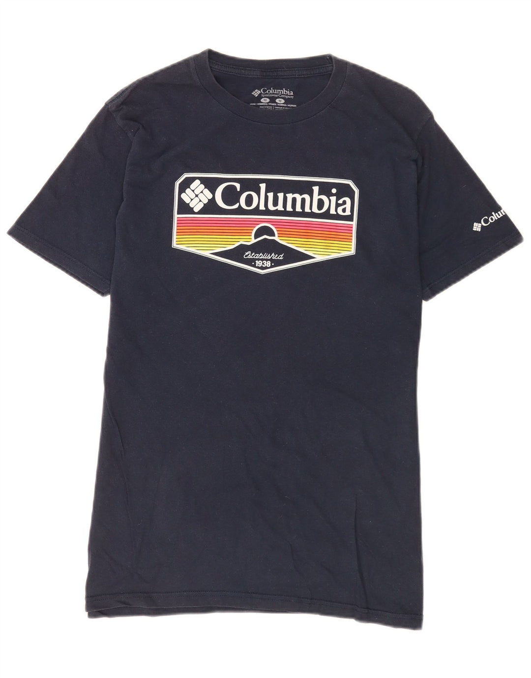 Columbia Herre grafisk T-shirt Top Medium Marineblå Bomuld