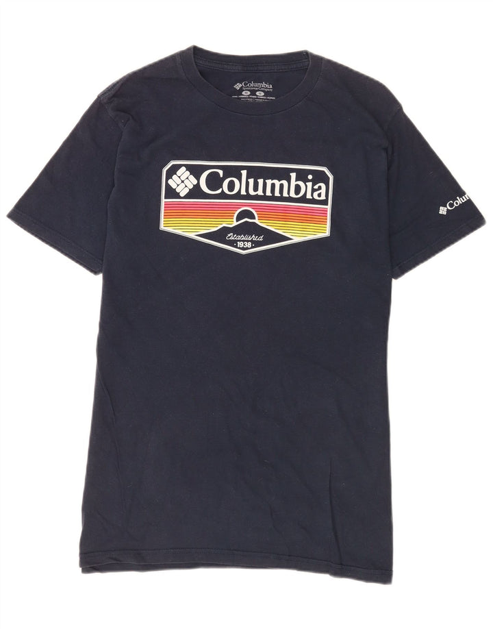 Columbia Herre grafisk T-shirt Top Medium Marineblå Bomuld