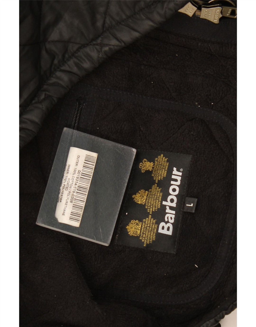 Barbour Herre quiltet jakke UK 40 Stor sort bomuld