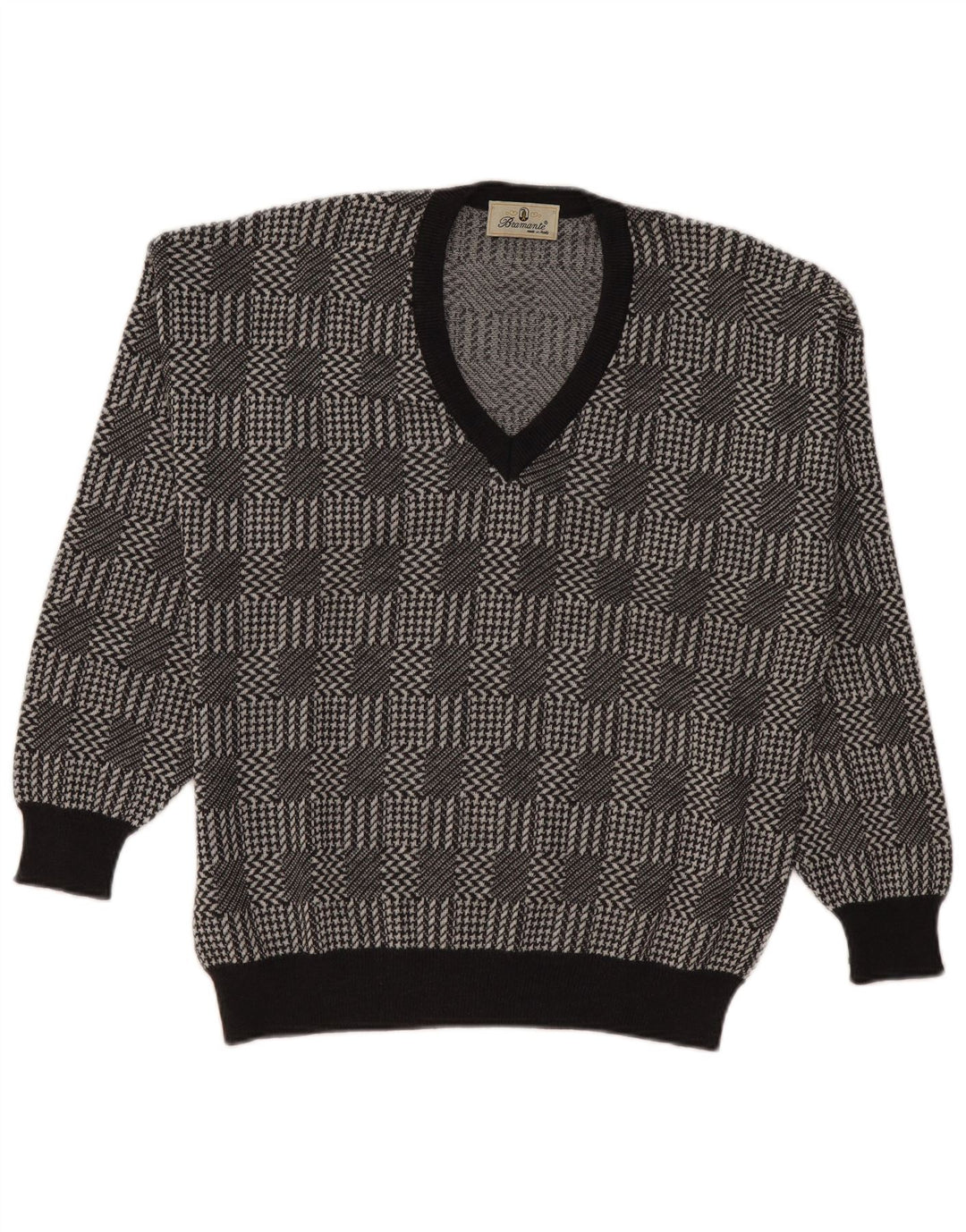 Bramante Herre V-hals sweater Stor grå ternet