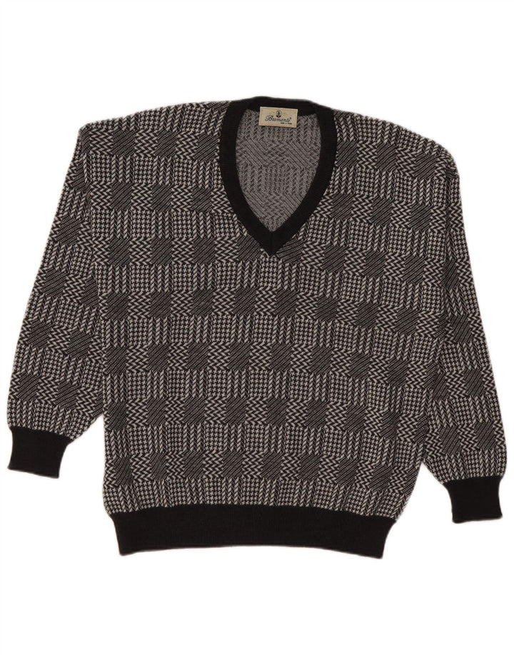 Bramante Herre V-hals sweater Stor grå ternet
