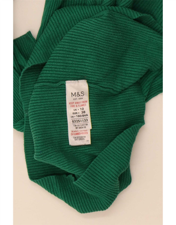 Marks & Spencer Dame Rullehals Sweater UK 10 Small Green Viscose